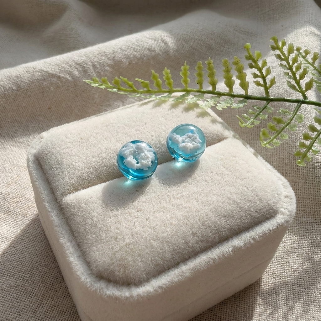 Light Blue Sky Gold Plated Sterling Silver Stud Earrings | Cloud Jewellery