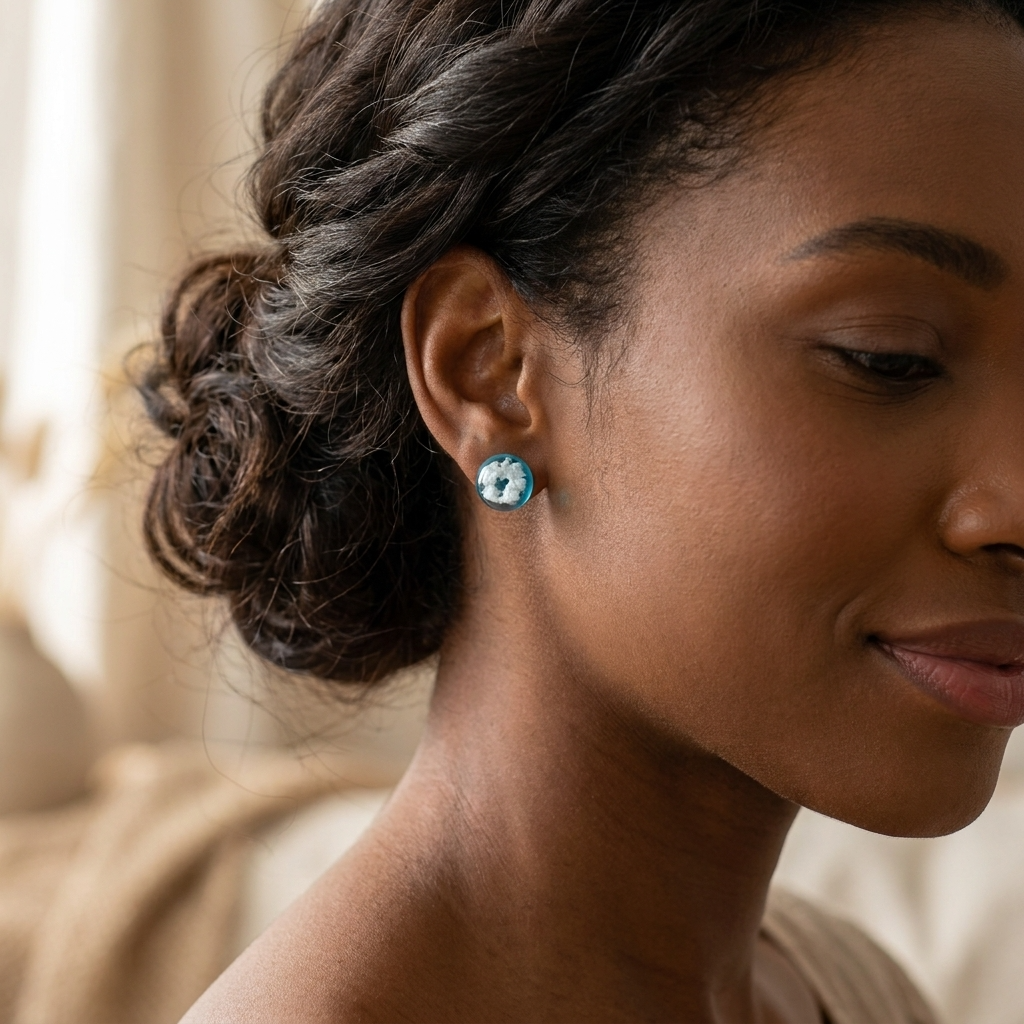 Light Blue Sky Gold Plated Sterling Silver Stud Earrings | Cloud Jewellery
