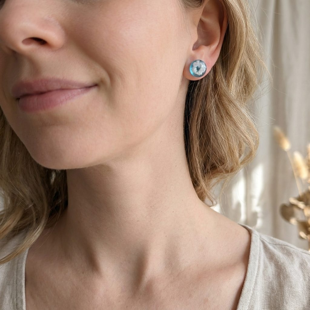 Light Blue Sky Gold Plated Sterling Silver Stud Earrings | Cloud Jewellery