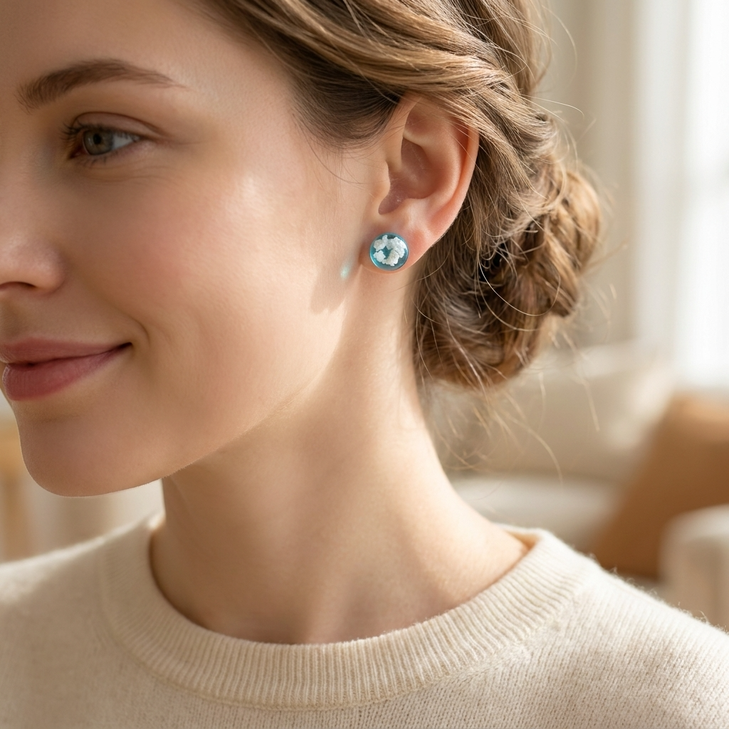 Light Blue Sky Gold Plated Sterling Silver Stud Earrings | Cloud Jewellery
