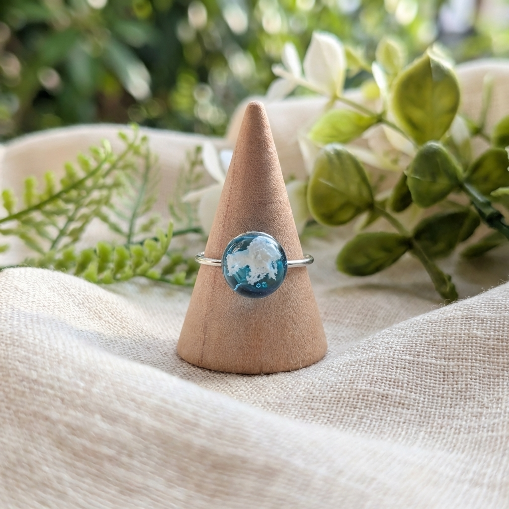 Light Blue Sky Platinum Plated Adjustable Ring | Cloud Jewellery