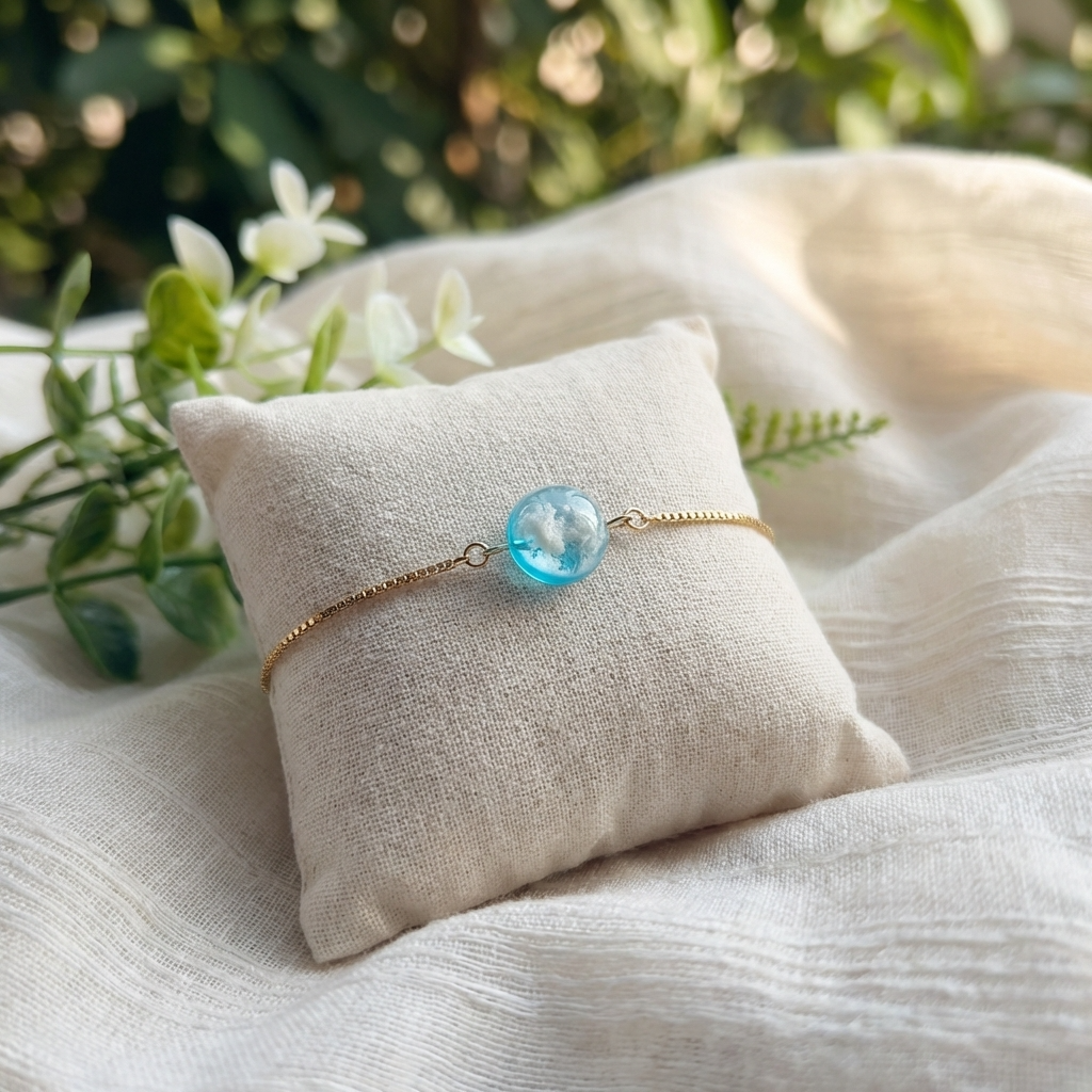 Light Blue Sky Gold Plated Adjustable Bracelet | Cloud Jewellery