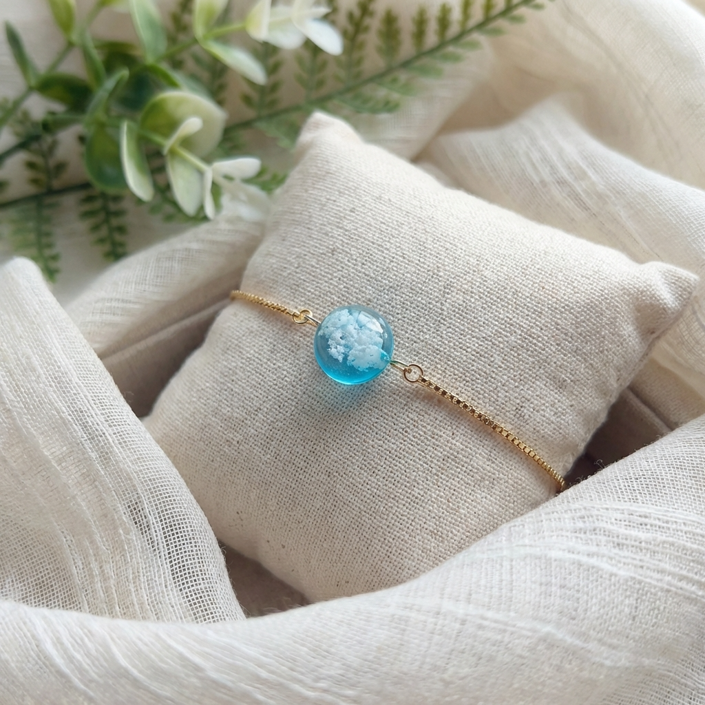 Light Blue Sky Gold Plated Adjustable Bracelet | Cloud Jewellery