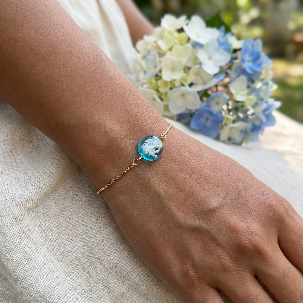 Light Blue Sky Gold Plated Adjustable Bracelet | Cloud Jewellery