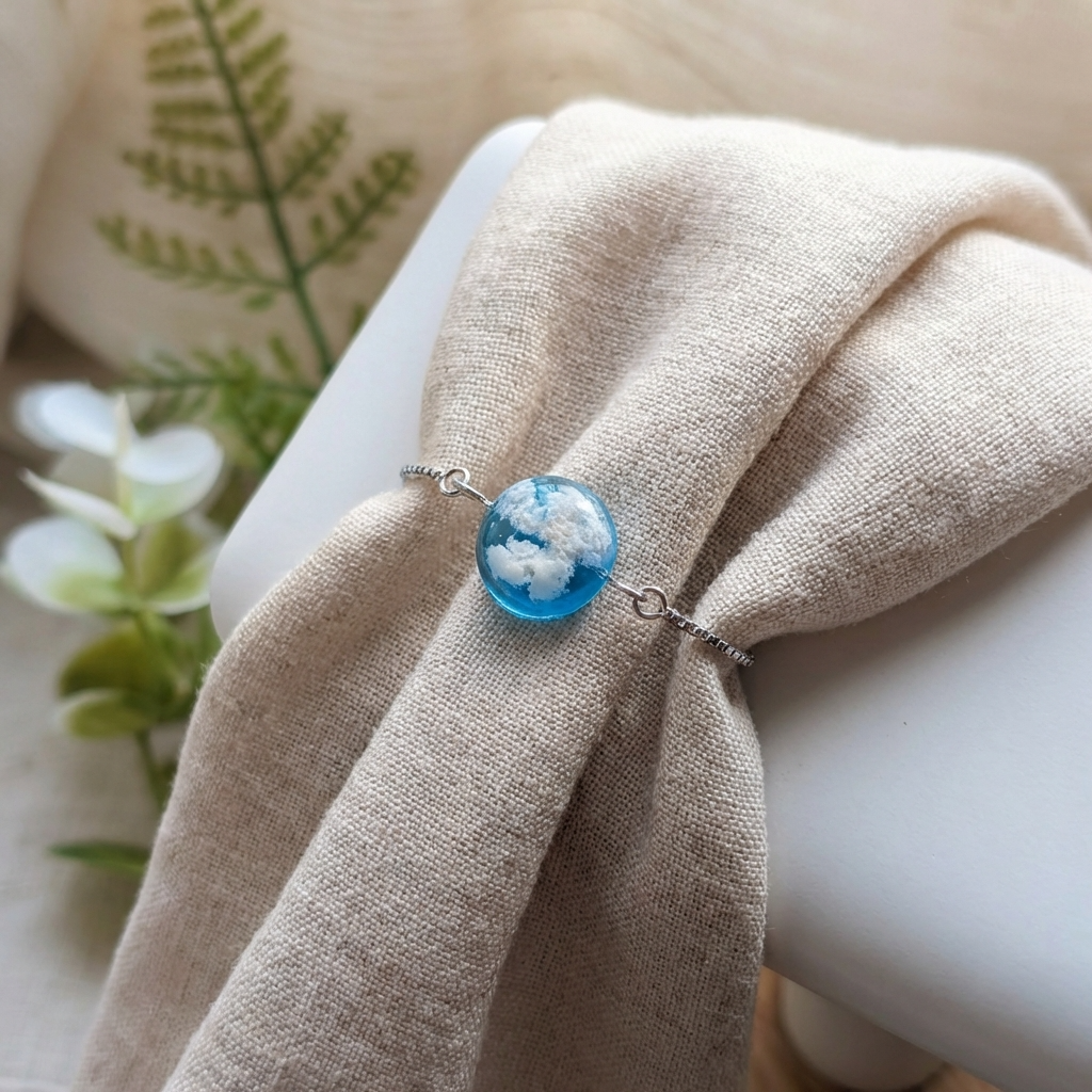 Light Blue Sky Platinum Plated Adjustable Bracelet | Cloud Jewellery