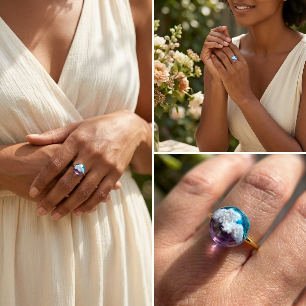 Twilight Sky Gold Plated Adjustable Ring | Cloud Jewellery