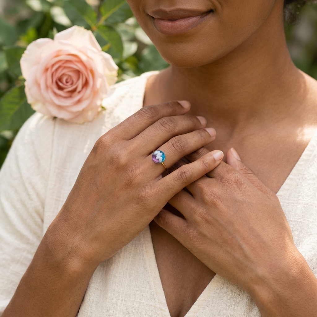 Twilight Sky Gold Plated Adjustable Ring | Cloud Jewellery
