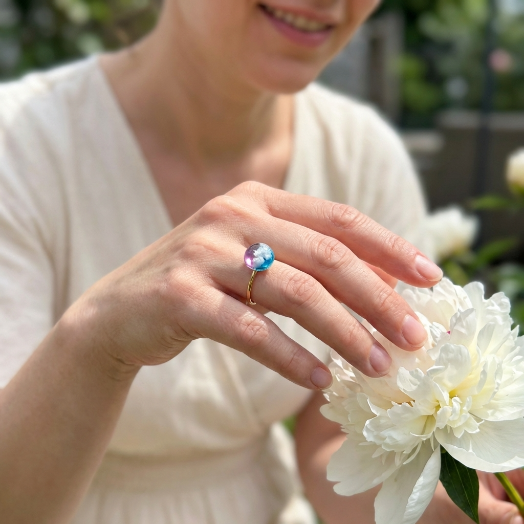 Twilight Sky Gold Plated Adjustable Ring | Cloud Jewellery