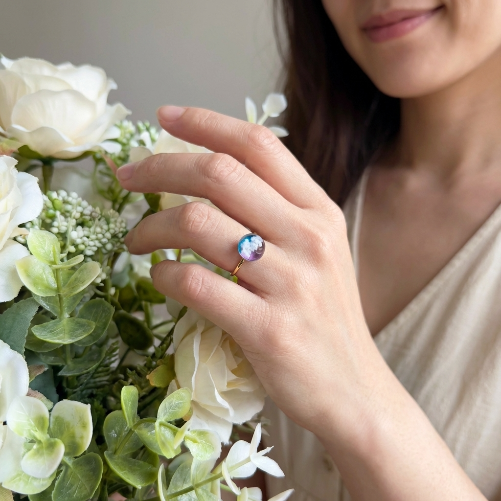 Twilight Sky Gold Plated Adjustable Ring | Cloud Jewellery