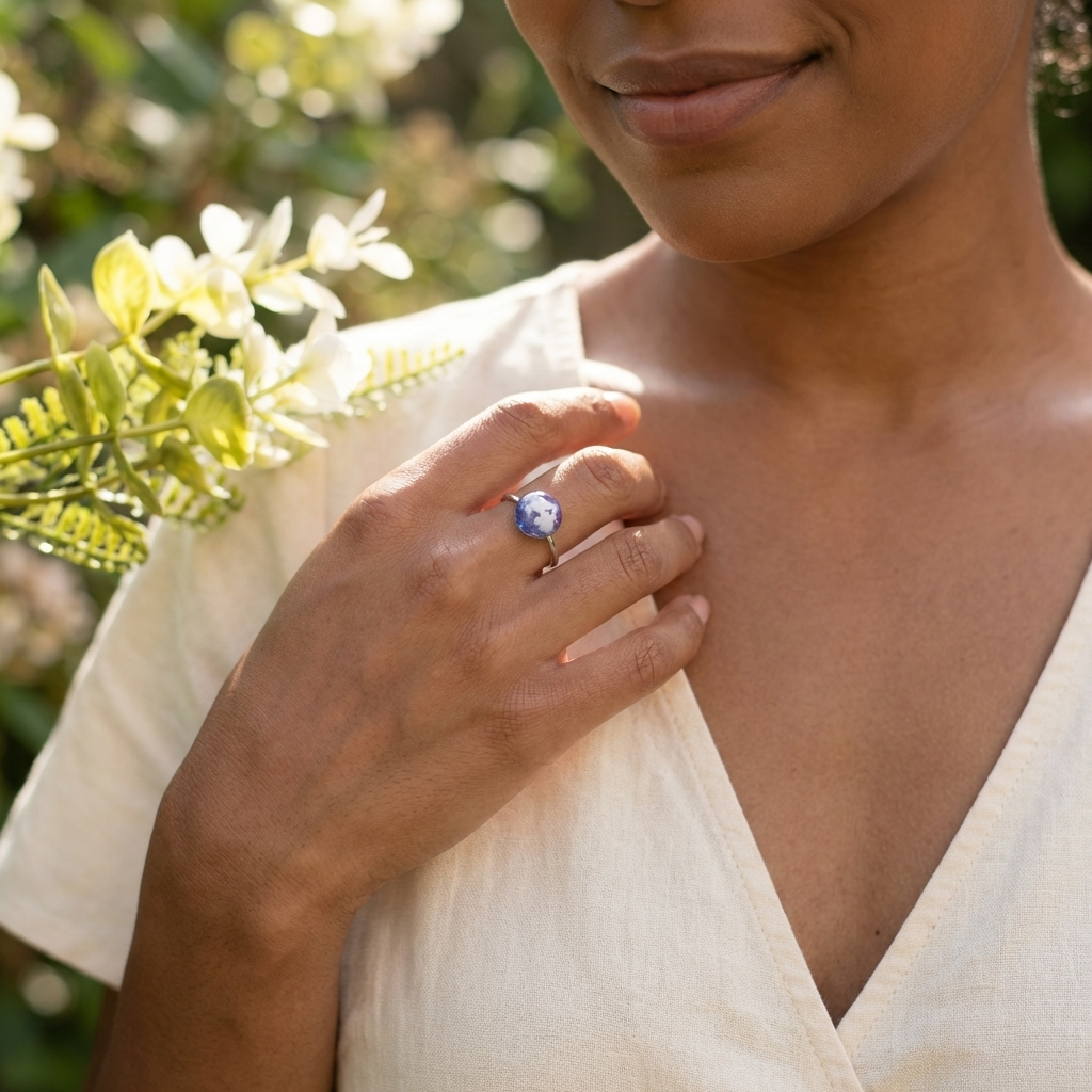 Twilight Sky Platinum Plated Adjustable Ring | Cloud Jewellery