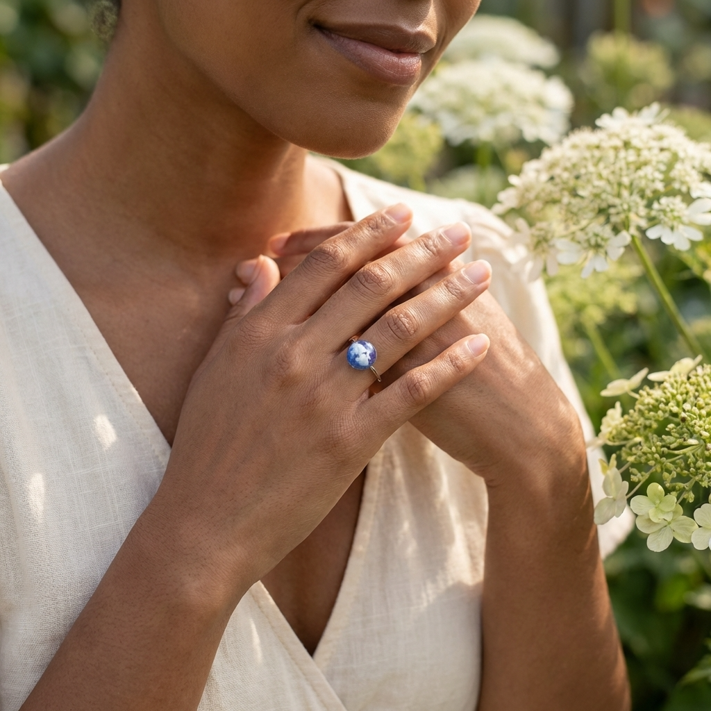 Twilight Sky Platinum Plated Adjustable Ring | Cloud Jewellery