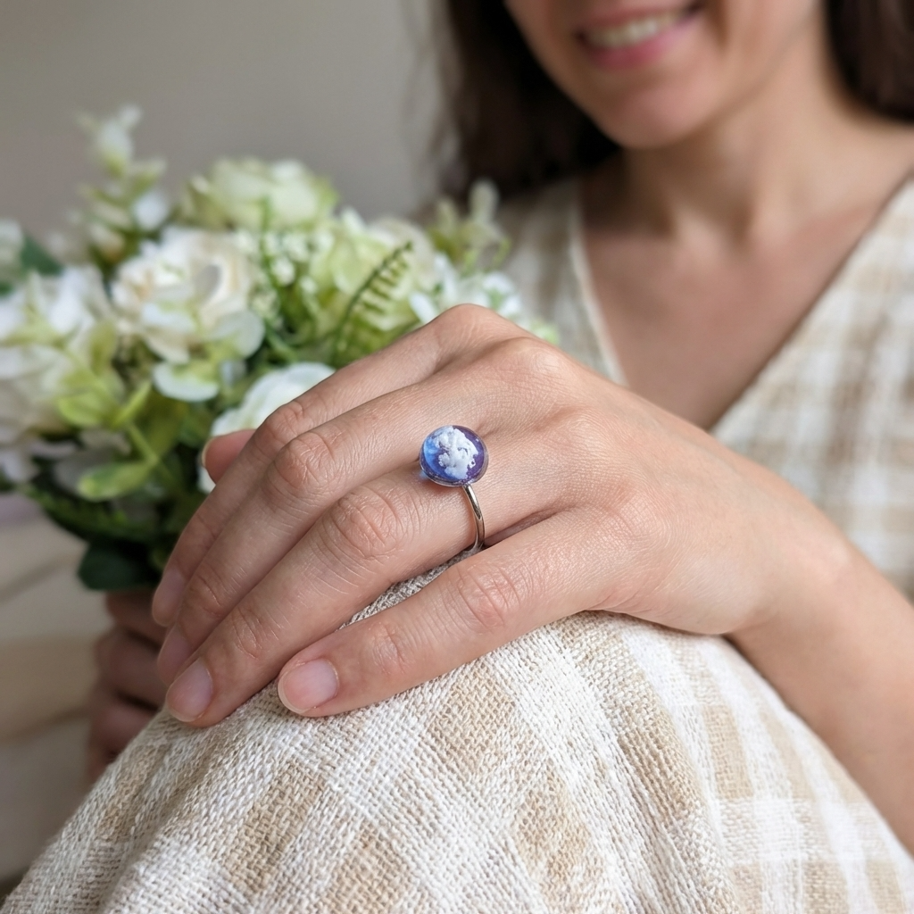 Twilight Sky Platinum Plated Adjustable Ring | Cloud Jewellery
