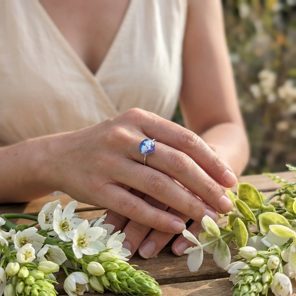 Twilight Sky Platinum Plated Adjustable Ring | Cloud Jewellery