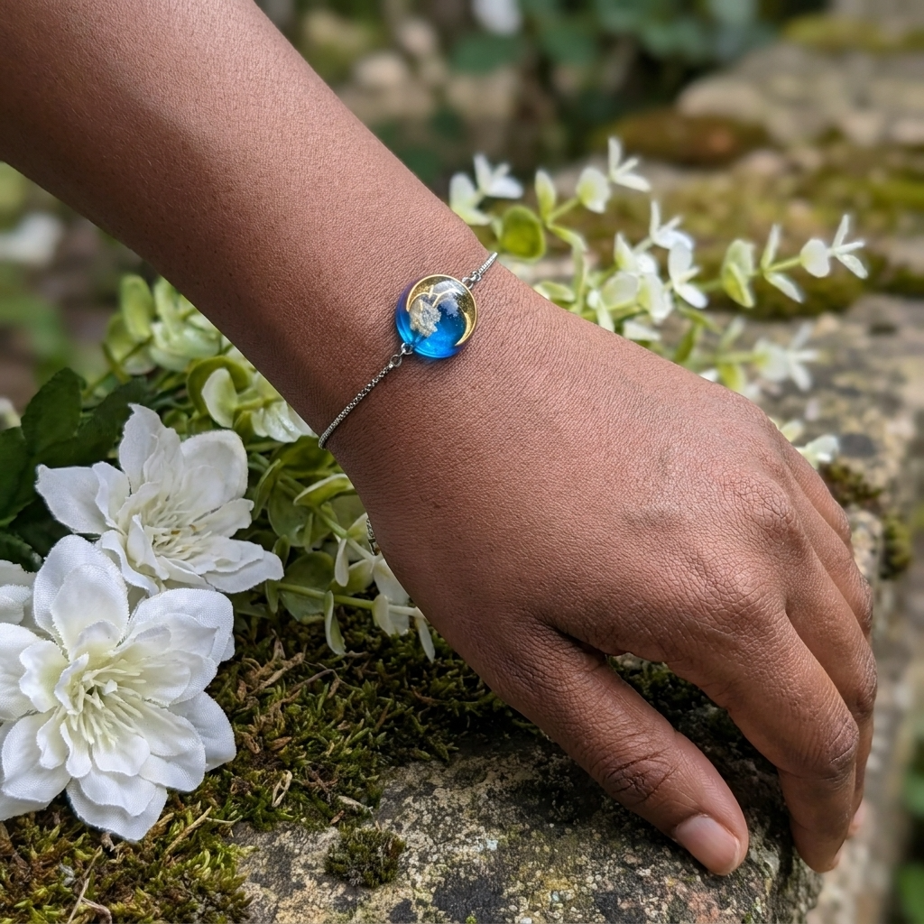 Moon & Twilight Sky Platinum Plated Bracelet | Night Calm