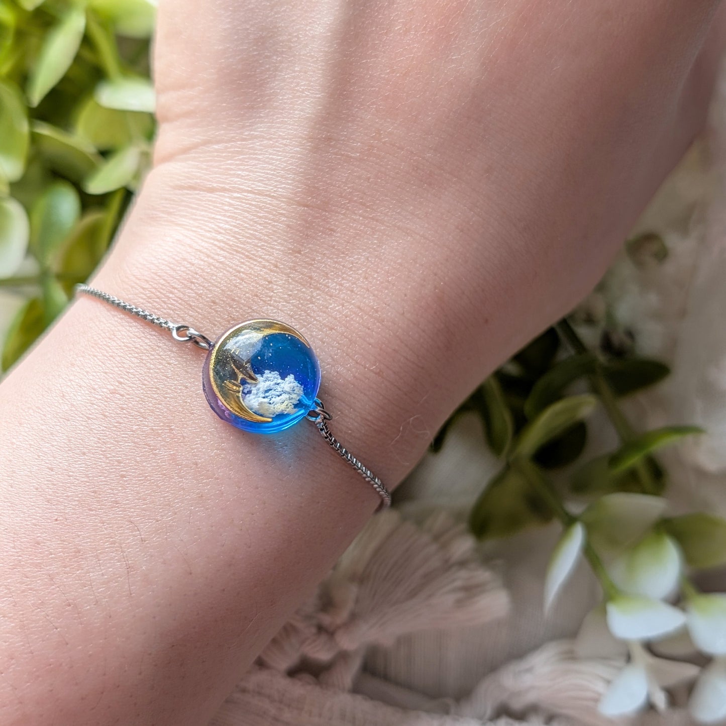 Moon & Twilight Sky Platinum Plated Bracelet | Night Calm