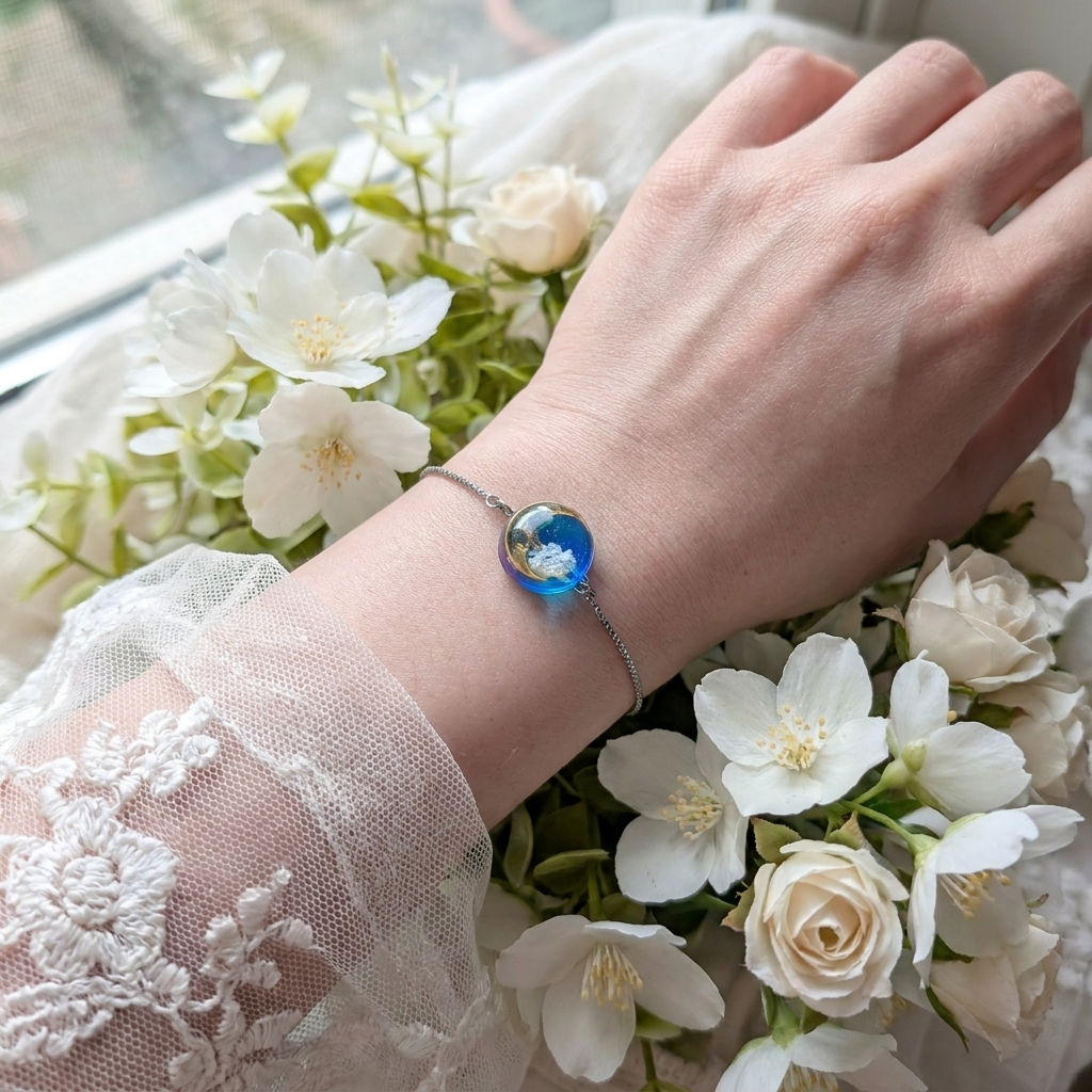 Moon & Twilight Sky Platinum Plated Bracelet | Night Calm