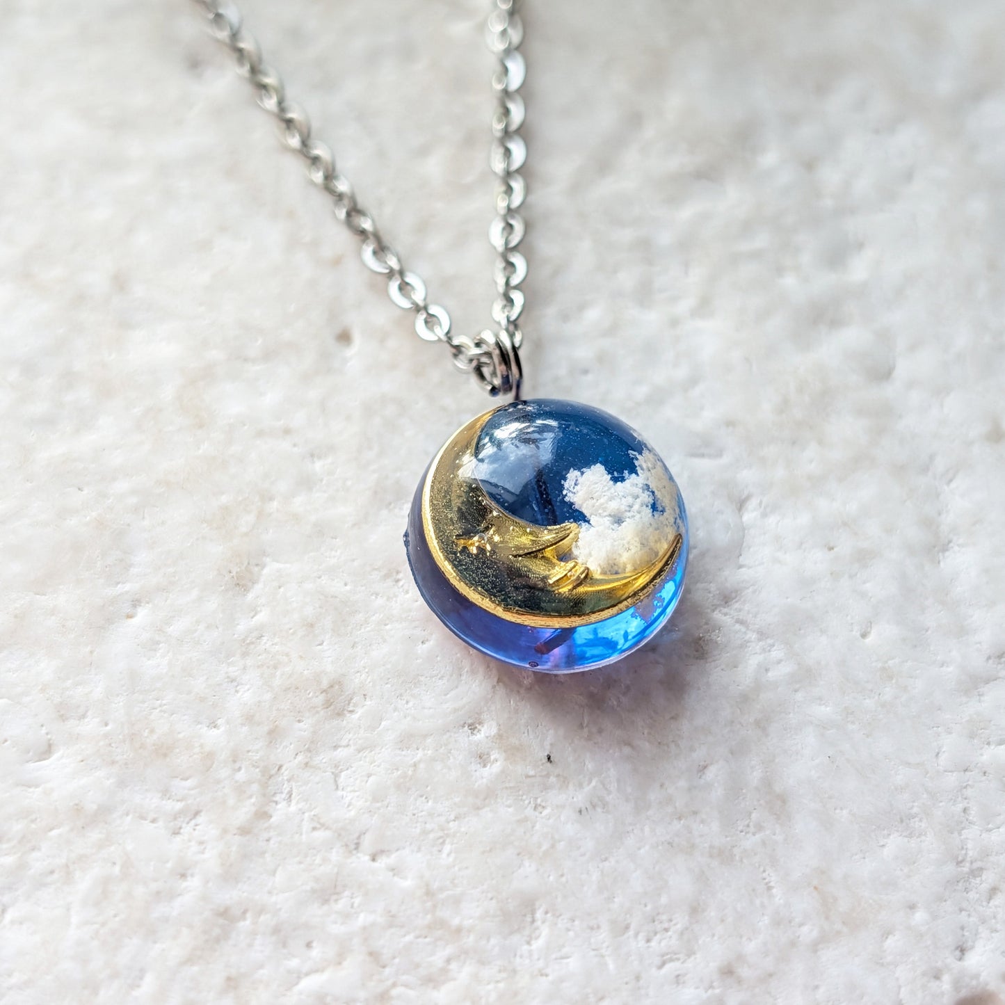 Moon & Twilight Sky Stainless Steel Necklace | Moonlit Calm