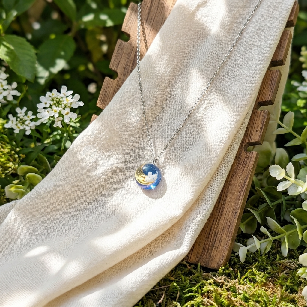 Moon & Twilight Sky Stainless Steel Necklace | Moonlit Calm