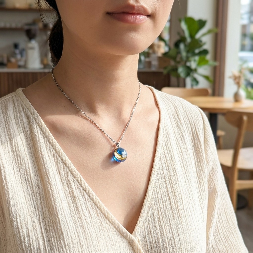 Moon & Twilight Sky Stainless Steel Necklace | Moonlit Calm