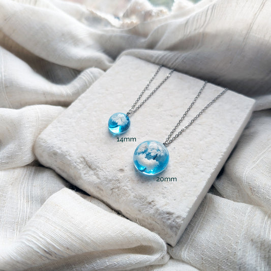 Light Blue Sky Dome Necklace – Stainless Steel Cloud Jewellery
