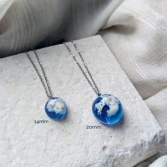 Twilight Sky Dome Necklace – Blue & Purple Clouds Stainless Steel Necklace