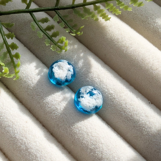 Bright Blue Sky 10mm Dome Stud Earrings | Gold Plated Sterling Silver