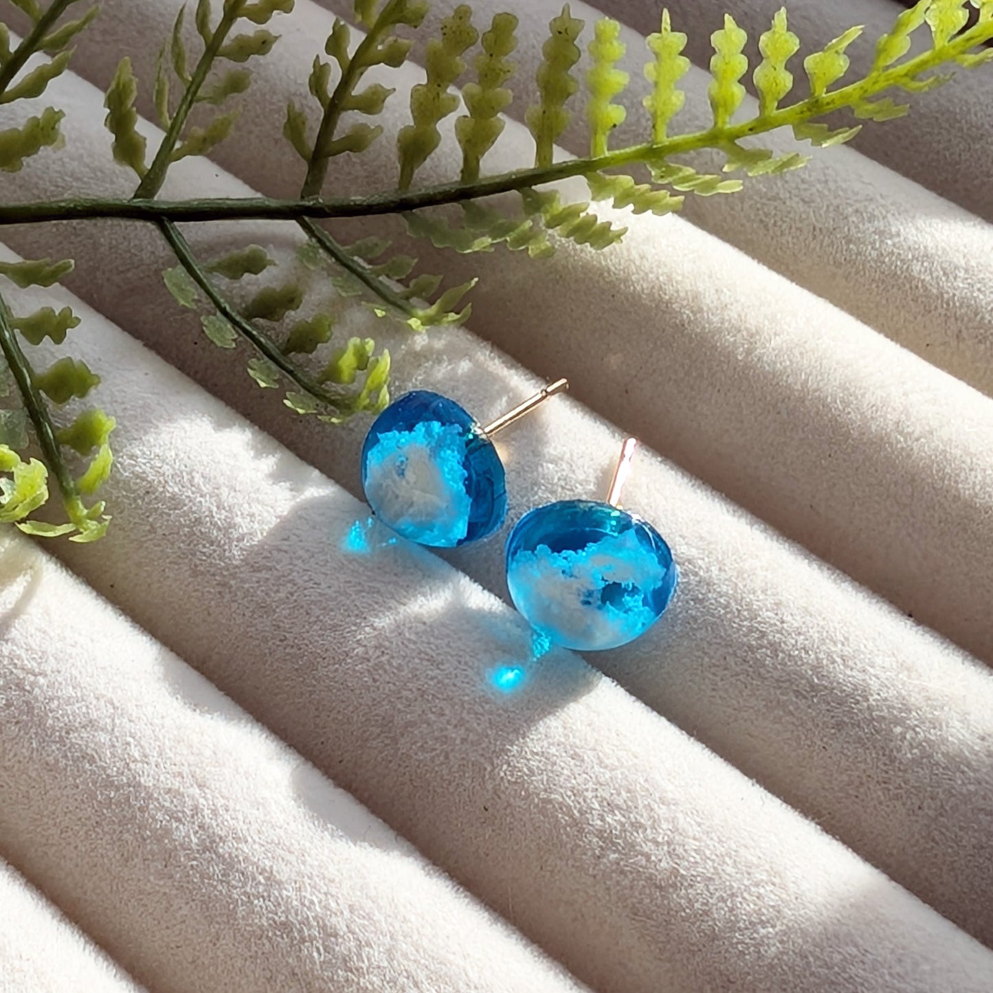 Bright Blue Sky 10mm Dome Stud Earrings | Gold Plated Sterling Silver