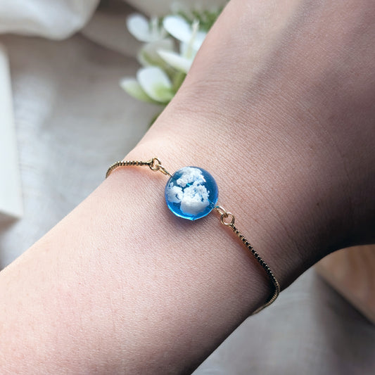 Gold Plated Bright Blue Sky Dome Bracelet – 12mm Cloud Design