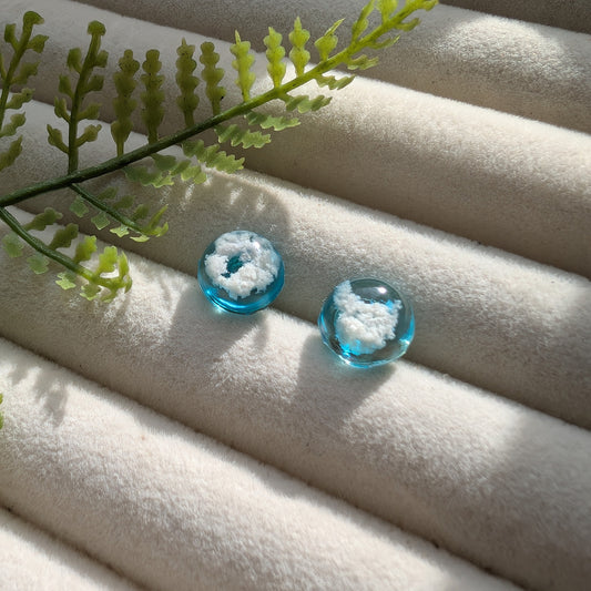 Light Blue Sky 10mm Dome Stud Earrings | Gold Plated Sterling Silver