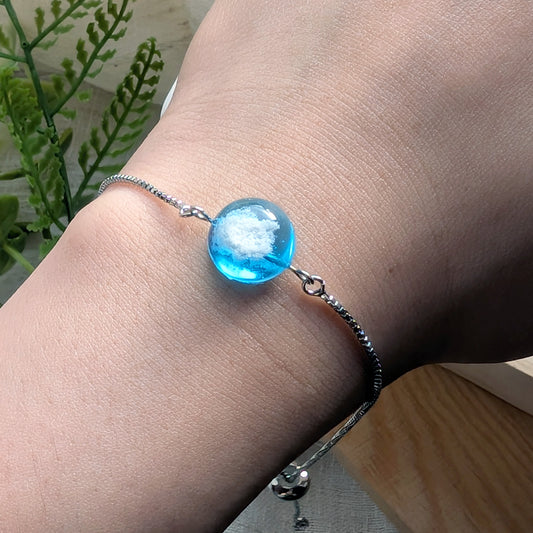 Light Blue Sky 12mm Dome Bracelet | Platinum Plated