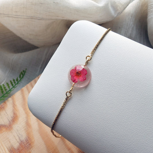 Gold Plated Red Spiraea Flower Bracelet | New Beginnings