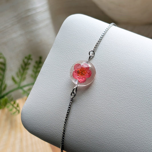 Platinum Red Spiraea Bracelet – New Beginnings Flower Jewellery