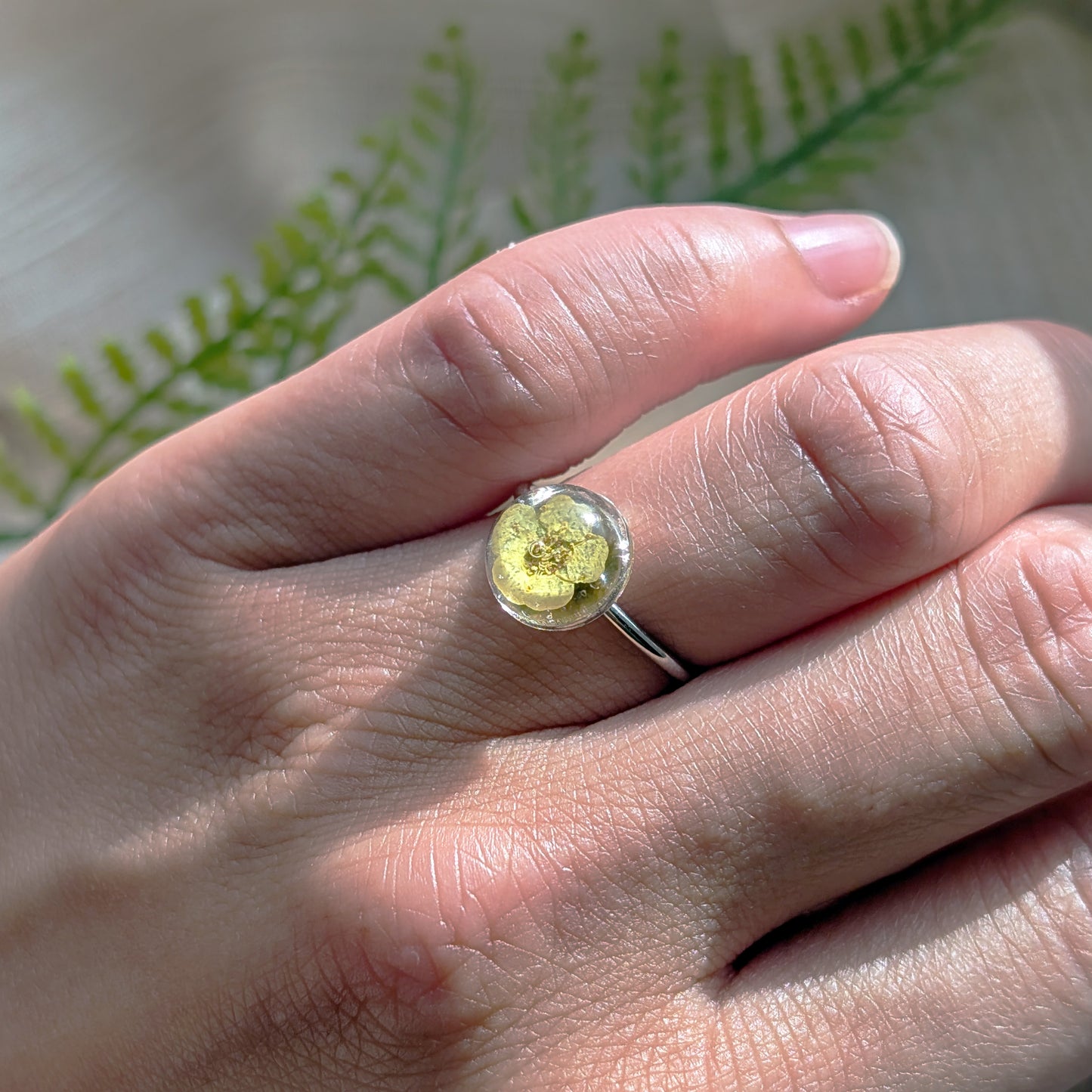Healing | Yellow Yarrow Ring | Platinum Plated
