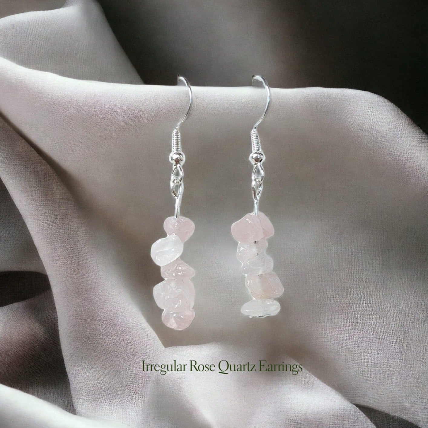 Irregular Asymmetric Semi-precious Stones Silver S925 Drop Earrings | Quartz, Rose Quartz, Aquamarine, Amethyst, Jade