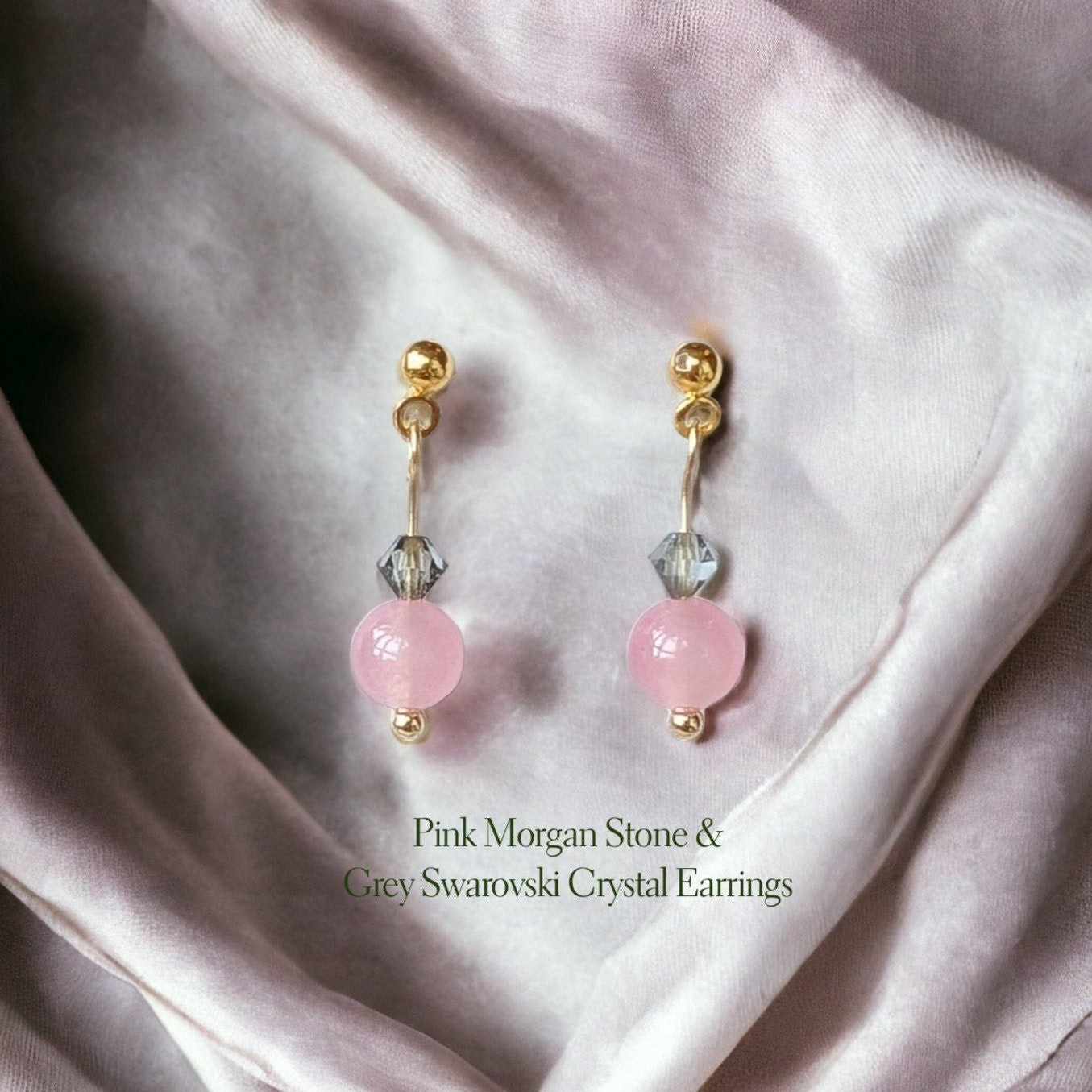 Cute & Delicate Morgan Stone with Clear Crystal Glass Drop Earrings